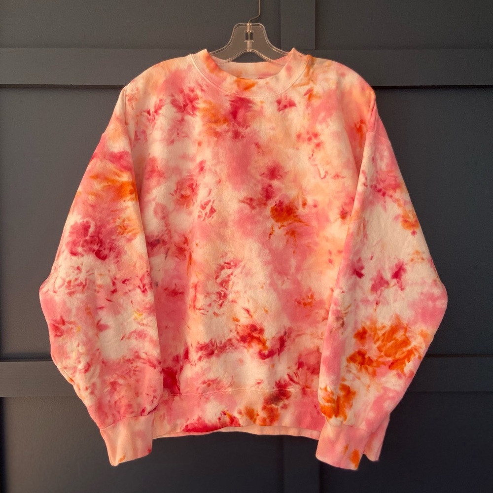 Pink and Peach Tie Dye Crewneck Sweatshirt